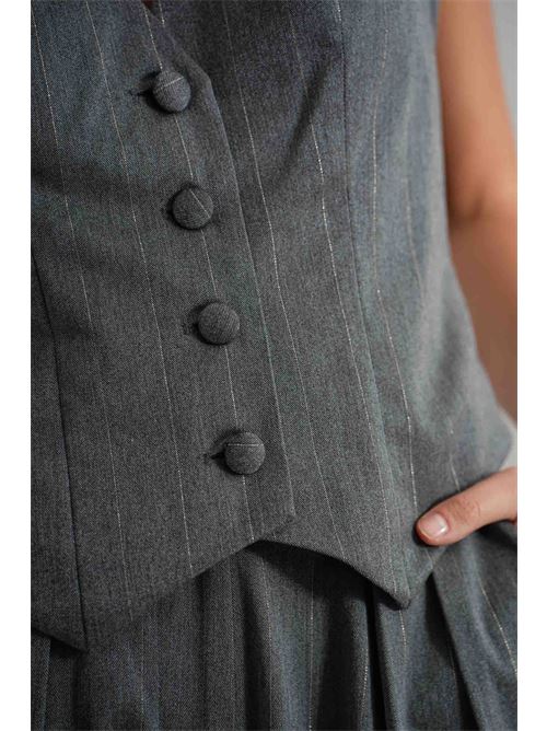 Gilet gessato in lurex Twenty Fourhaitch | NORMA GILETGRIGIO LUREX